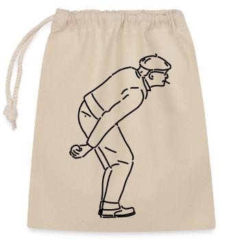 Joueur de pétanque droitier - Sac cadeau en coton avec cordon (25 x 30 cm) - nature - Devant