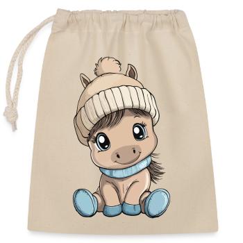 cheval mignon mignon bébé enfants animal dessin animé - Sac cadeau en coton avec cordon (25 x 30 cm) - nature - Devant