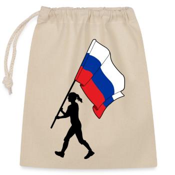 Flagge Russland Frau zu Fuß - Verschließbarer Geschenkbeutel aus Baumwolle (25x30cm) - Natur - Vorne