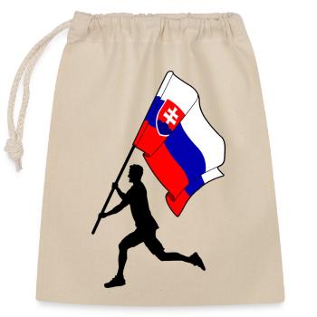 Flagge Slowakei Mann läuft - Verschließbarer Geschenkbeutel aus Baumwolle (25x30cm) - Natur - Vorne