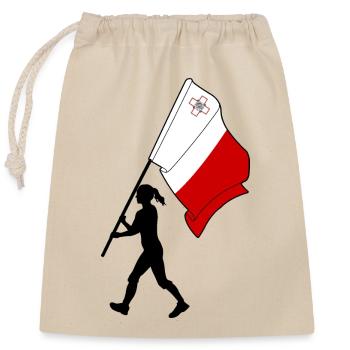Flagge Malta Frau zu Fuß - Verschließbarer Geschenkbeutel aus Baumwolle (25x30cm) - Natur - Vorne