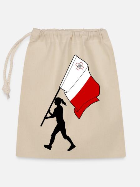 Flagge Malta Frau zu Fuß - Verschließbarer Geschenkbeutel aus Baumwolle (25x30cm) - Natur