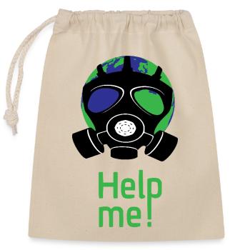 Help me - Closable cotton gift bag (25x30cm) - nature - Front