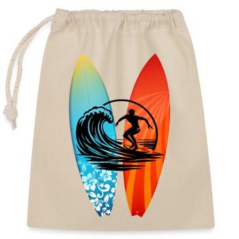 Surfer Surfboard - Closable cotton gift bag (25x30cm) - nature - Front