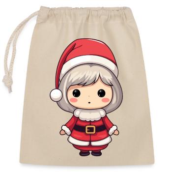 Chibi Santa Girl - Closable cotton gift bag (25x30cm) - nature - Front