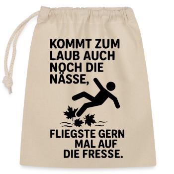 laub nässe herbst spruch - Verschließbarer Geschenkbeutel aus Baumwolle (25x30cm) - Natur - Vorne