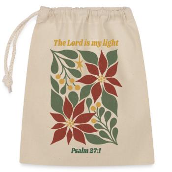 The Lord Is My Light – Psalm 27:1 Floral Christmas - Closable cotton gift bag (25x30cm) - nature - Front