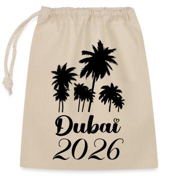 Dubai 2026 - Verschließbarer Geschenkbeutel aus Baumwolle (25x30cm) - Natur - Vorne