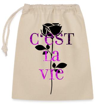 C'est La Vie mood vibe - Verschließbarer Geschenkbeutel aus Baumwolle (25x30cm) - Natur - Vorne