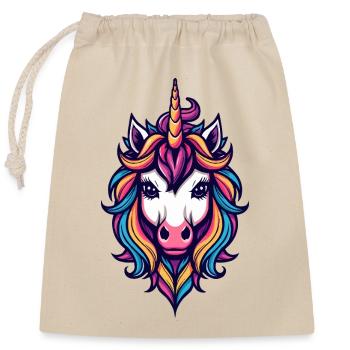 Rainbow Unicorn Head - Closable cotton gift bag (25x30cm) - nature - Front