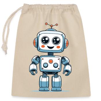 Petit robot spatial - Sac cadeau en coton avec cordon (25 x 30 cm) - nature - Devant