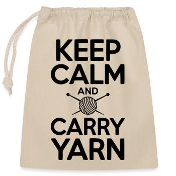 Keep Calm and Carry Yarn - Closable cotton gift bag (25x30cm) - nature - Front