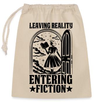 Leaving Reality entering fiction leseratte bücherw - Verschließbarer Geschenkbeutel aus Baumwolle (25x30cm) - Natur - Vorne