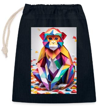 Regenbogen-Affe - Verschließbarer Geschenkbeutel aus Baumwolle (25x30cm) - Navy - Vorne