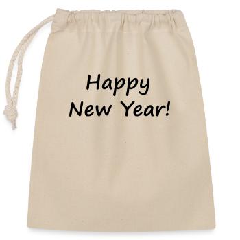 Happy New Year - Verschließbarer Geschenkbeutel aus Baumwolle (25x30cm) - Natur - Vorne