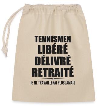 Tennismen célèbre sa retraite avec humour cadeau - Sac cadeau en coton avec cordon (25 x 30 cm) - nature - Devant