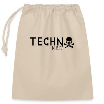 Techno music skull - Closable cotton gift bag (25x30cm) - nature - Front
