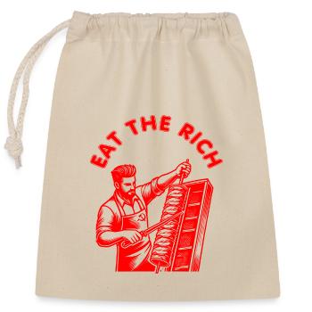 Eat the rich - Verschließbarer Geschenkbeutel aus Baumwolle (25x30cm) - Natur - Vorne