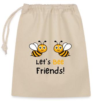 Lets Bee Friends - Verschließbarer Geschenkbeutel aus Baumwolle (25x30cm) - Natur - Vorne