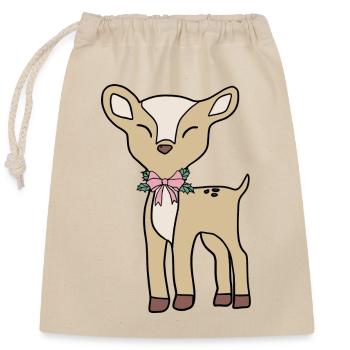 Renne - Sac cadeau en coton avec cordon (25 x 30 cm) - nature - Devant