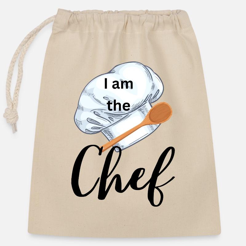 I am the Chef - Verschließbarer Geschenkbeutel aus Baumwolle (25x30cm) - Natur