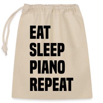 Eat Sleep Piano Repeat - Verschließbarer Geschenkbeutel aus Baumwolle (25x30cm) - Natur - Vorne