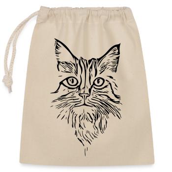 Katze - Vector - Verschließbarer Geschenkbeutel aus Baumwolle (25x30cm) - Natur - Vorne