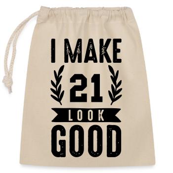 look good 21 - Closable cotton gift bag (25x30cm) - nature - Front