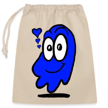 Love Ghost blau - Verschließbarer Geschenkbeutel aus Baumwolle (25x30cm) - Natur - Vorne
