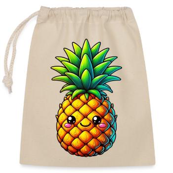 Ananas - Sac cadeau en coton avec cordon (25 x 30 cm) - nature - Devant