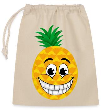 gai dessin animé ananas sucré fruits tropicaux été - Sac cadeau en coton avec cordon (25 x 30 cm) - nature - Devant
