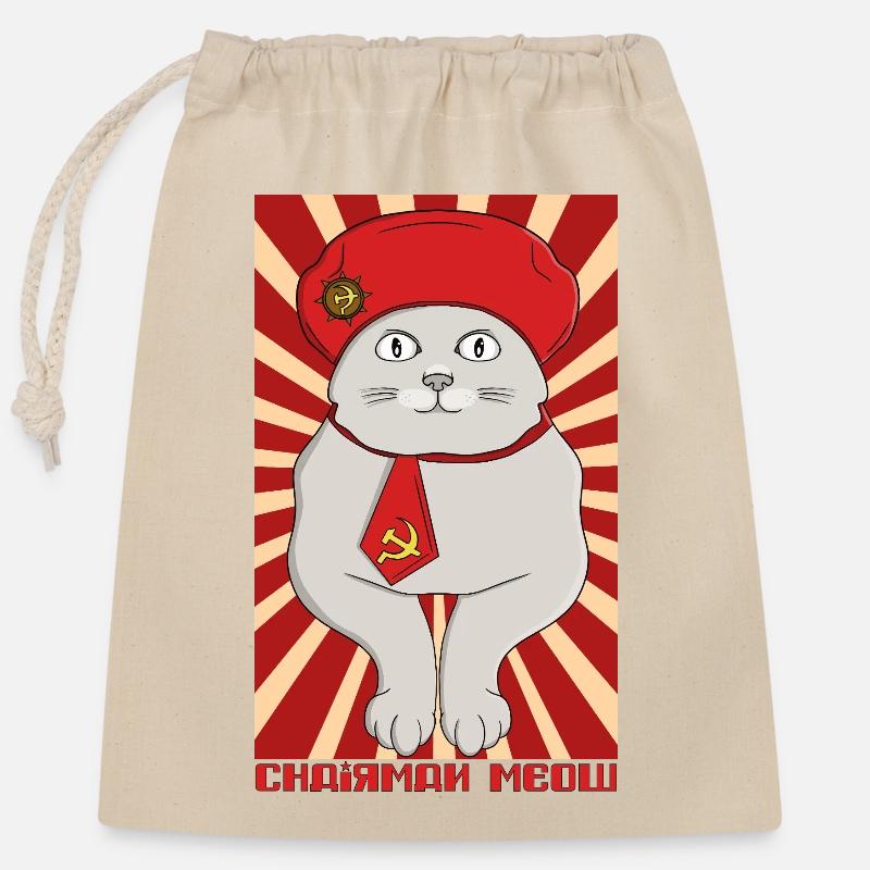 Vorsitzender Meow – Der Anführer der Purr-ty - Verschließbarer Geschenkbeutel aus Baumwolle (25x30cm) - Natur