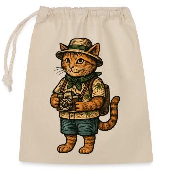 Katzenfotograf auf Tropensafari - Verschließbarer Geschenkbeutel aus Baumwolle (25x30cm) - Natur - Vorne