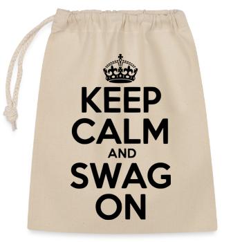 Keep Calm and Swag On - Closable cotton gift bag (25x30cm) - nature - Front