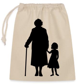 Großeltern Enkelkind Silhouette Spazieren Familie - Verschließbarer Geschenkbeutel aus Baumwolle (25x30cm) - Natur - Vorne
