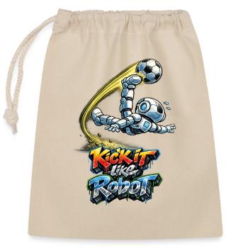 Un robot de football réalise des coups de pied aériens - Sac cadeau en coton avec cordon (25 x 30 cm) - nature - Devant