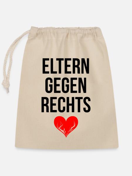 ELTERN GEGEN RECHTS - Verschließbarer Geschenkbeutel aus Baumwolle (25x30cm) - Natur