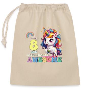 Filles Enfants Licorne C'est mon anniversaire, j'ai 8 ans et - Sac cadeau en coton avec cordon (25 x 30 cm) - nature - Devant