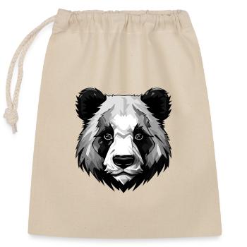 Panda Head - Closable cotton gift bag (25x30cm) - nature - Front
