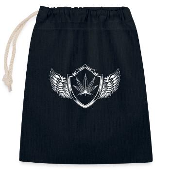 Feuille de chanvre Crest Cannabis - Sac cadeau en coton avec cordon (25 x 30 cm) - bleu marine - Devant