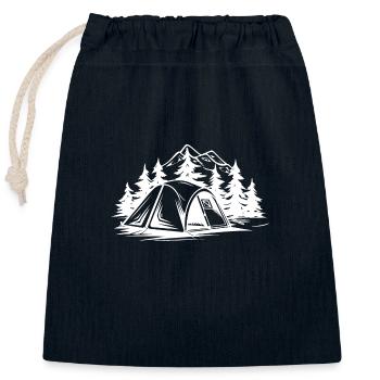 Tente de camping Nature - Sac cadeau en coton avec cordon (25 x 30 cm) - bleu marine - Devant