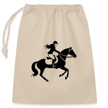 Cheval d’équitation Silhouette Femme - Sac cadeau en coton avec cordon (25 x 30 cm) - nature - Devant