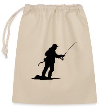 Fishing Man Silhouette - Closable cotton gift bag (25x30cm) - nature - Front