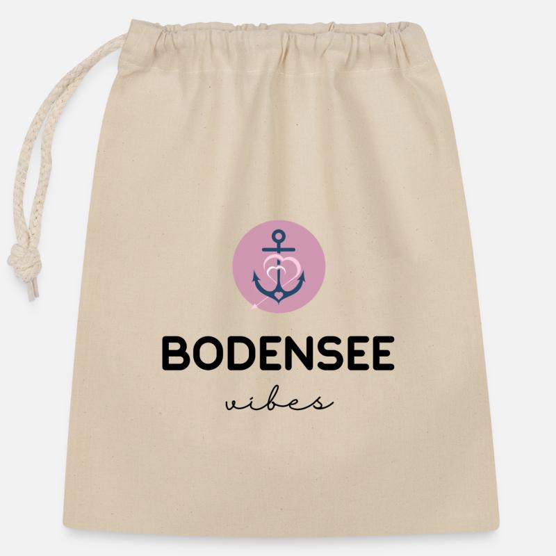Bodensee Vibes Rose - Verschließbarer Geschenkbeutel aus Baumwolle (25x30cm) - Natur