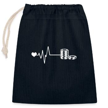 Poker chip pulse coeur amour - Sac cadeau en coton avec cordon (25 x 30 cm) - bleu marine - Devant