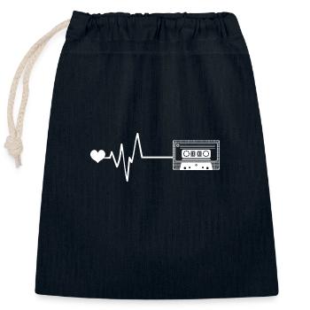 Cassette Pulse Heartbeat - Closable cotton gift bag (25x30cm) - navy - Front