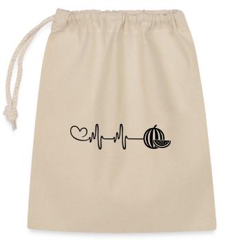 Melon Pulse Heart - Closable cotton gift bag (25x30cm) - nature - Front