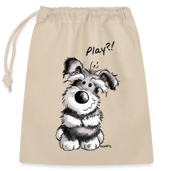 Play Schnauzer - Verschließbarer Geschenkbeutel aus Baumwolle (25x30cm) - Natur - Vorne