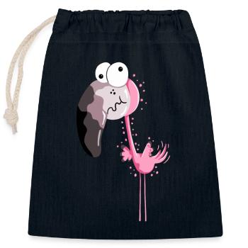 Lustiger Flamingo - Flamingos - Vogel - Comic - Verschließbarer Geschenkbeutel aus Baumwolle (25x30cm) - Navy - Vorne