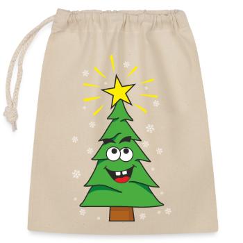 Sapin de Noël - Sac cadeau en coton avec cordon (25 x 30 cm) - nature - Devant